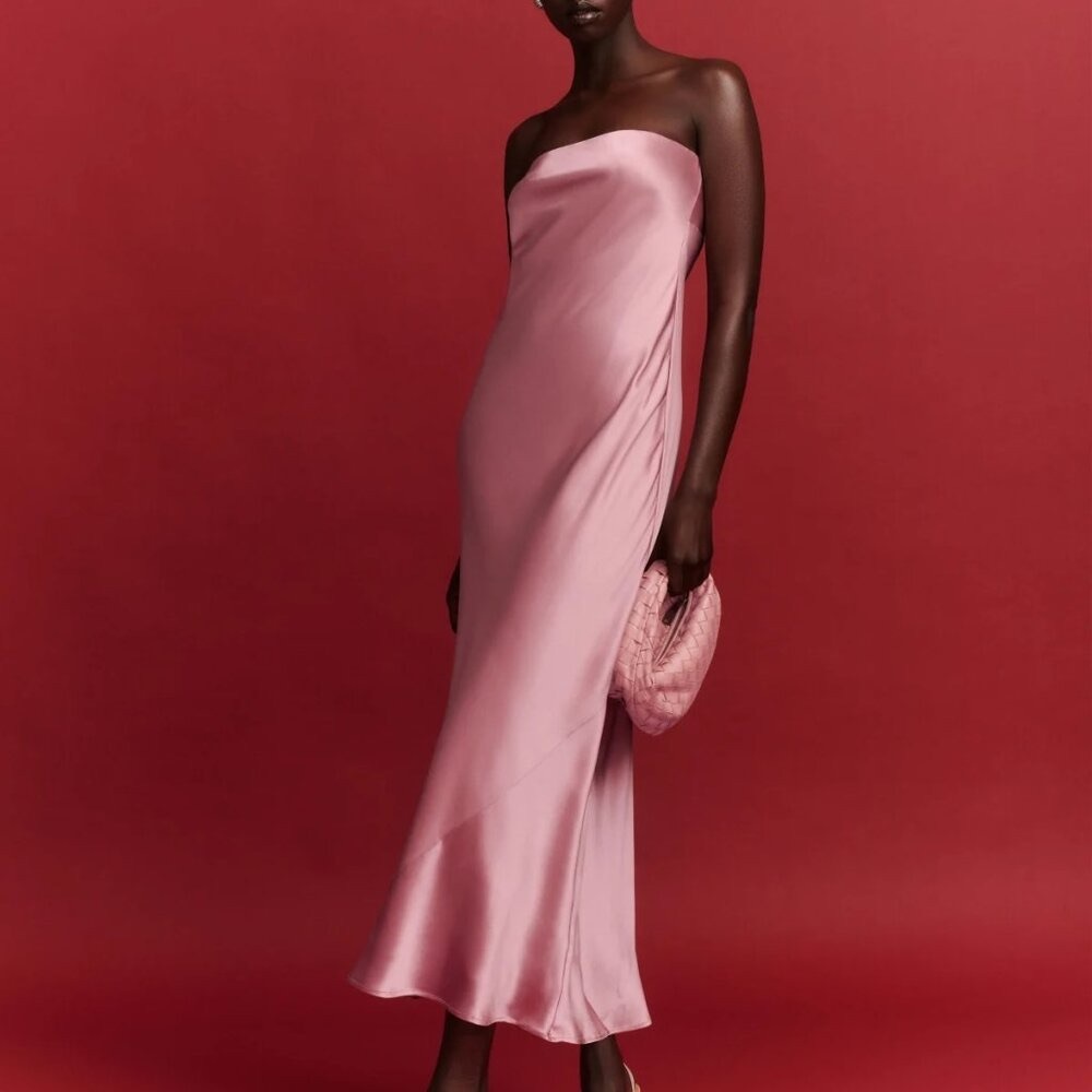Reformation Joana 100% silk dress in Rose Petals